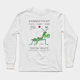 Connecticut, Praying Mantis, Valentines Day, Love, State, Heart, Home Long Sleeve T-Shirt